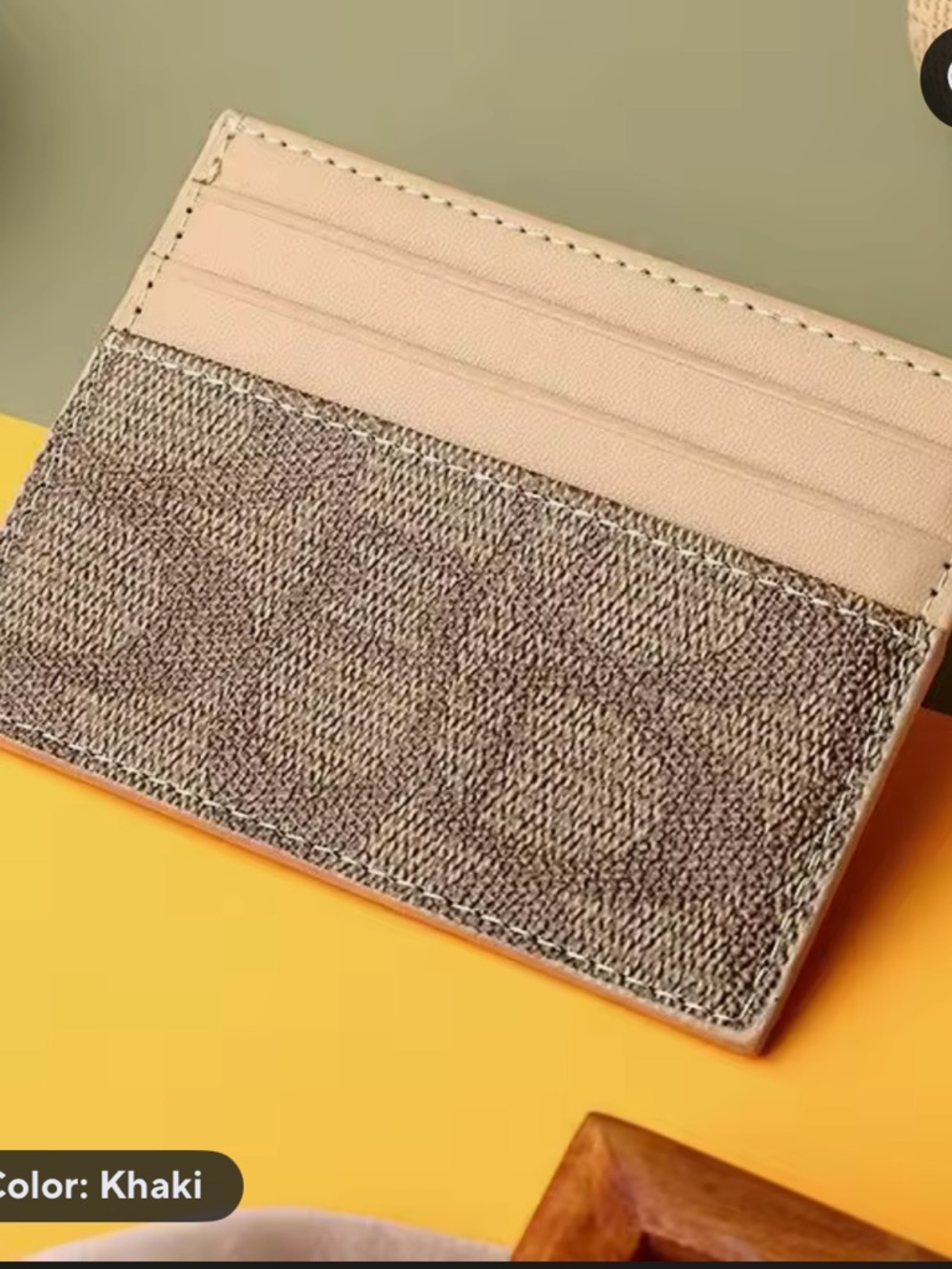 Two-Tone Beige and Brown Card Holder